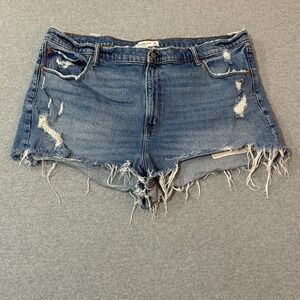 Abercrombie & Fitch Shorts Womens 35 Blue Cutoffs The Mom Short Distressed Denim